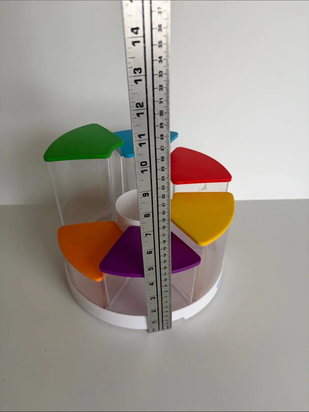 NWOT Amazon Rotating Snack & Toy Storage Carousel with Multicolor Lids